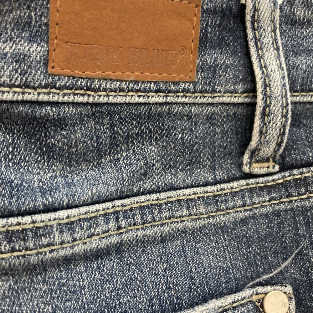 Judy Blue Jeans Women 3/26 Boyfriend Fit Blue Mid Rise Medium Wash Distressed - Picture 9 of 12